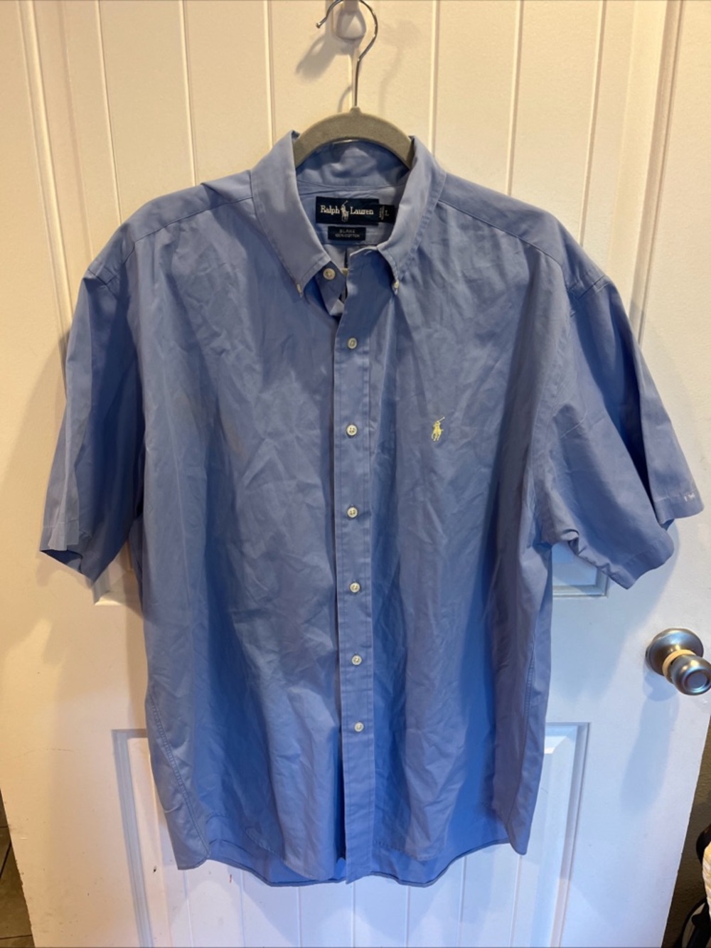 Ralph Lauren Men’s Light Blue Blake Short-Sleeve Button-Down Shirt Size L Cotton
